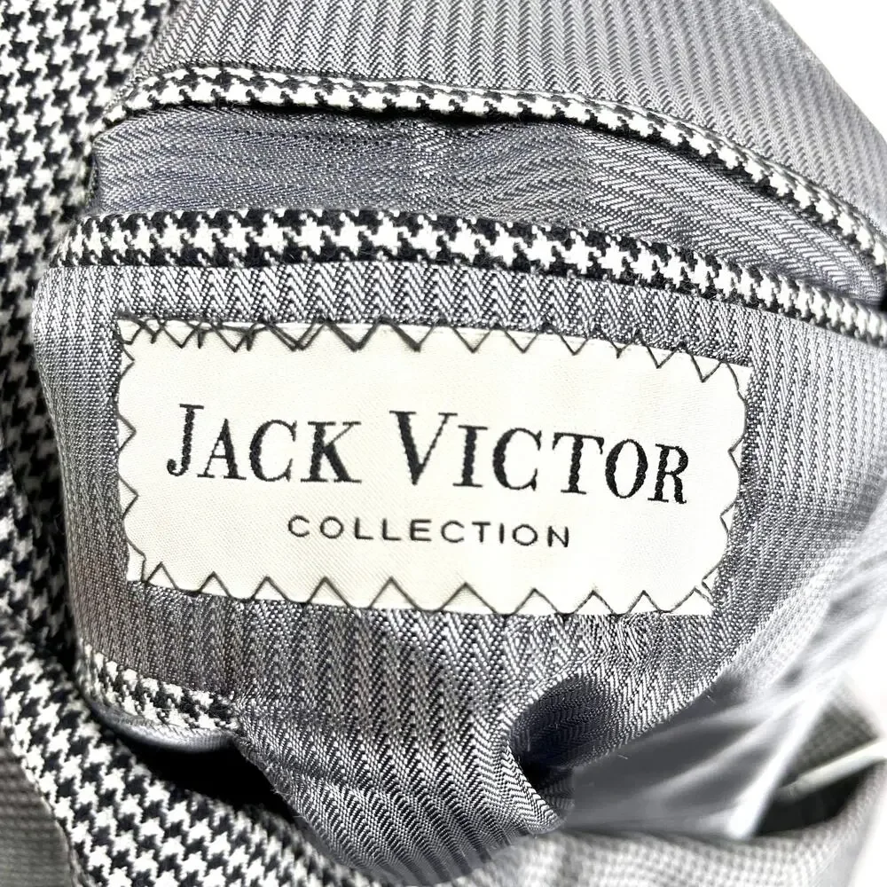 JACK VICTOR Cashmere Black White Houndstooth Blazer Suit Jacket
